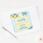 Net Afgestudeerd Blauw Streep Citroen Afstuderen Vierkante Sticker (Envelop)