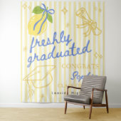 Net Afgestudeerd Citroen Blauwe Strik Afstudeerfee Wandkleed (In situ)