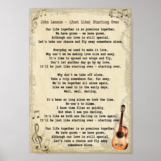 Net als bij het starten van de  druk over Song Lyr Poster (Voorkant)