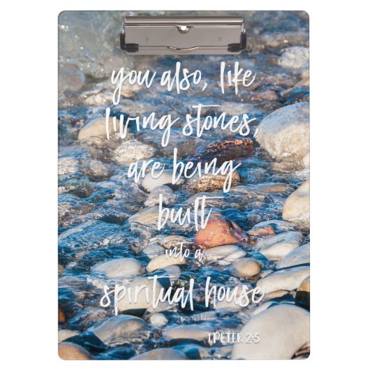 Net als bij levende stenen 1e Peter Bijbelse Verse Klembord (Voorkant)