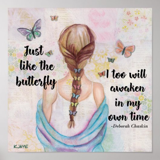 Net als de vlinder - Watercolor Kunstprint Poster (Voorkant)