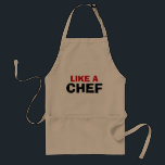 Net als een chef-kok | beige standaard schort<br><div class="desc">Als een chef-kok voor bq koningen. Barbecue cadeau voor mannen.</div>