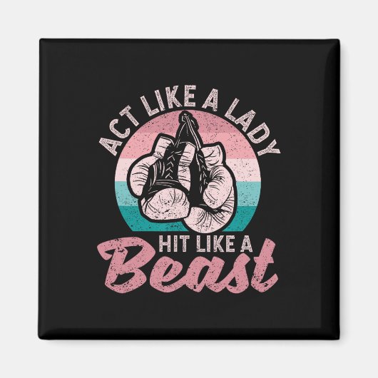 Net als een dame als een beest Funny Boxing Glov Magneet (Voorkant)
