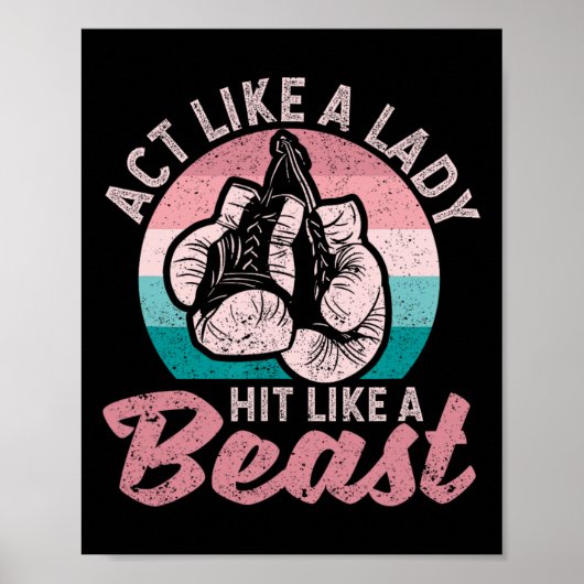 Net als een dame als een beest Funny Boxing Glov Poster (Voorkant)
