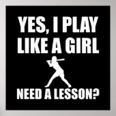 Net als een meisje met Softball Poster (Voorkant)