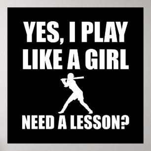 Net als een meisje met Softball Poster