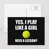 Net als een meisje Tennis Briefkaart (Voorkant / Achterkant)