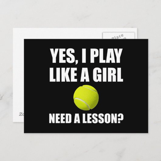 Net als een meisje Tennis Briefkaart (Voorkant / Achterkant)