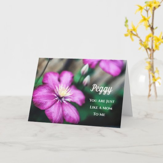 Net als een moeder Paarse Clematis Flower Kaart (Gele Bloem)