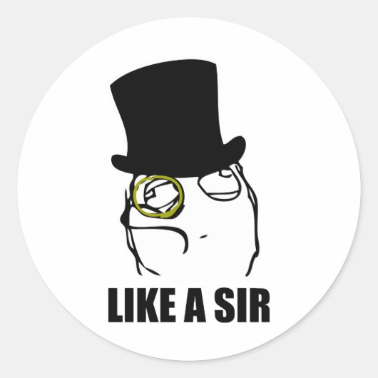 Net als een Sir Monocle Rage Face Meme Ronde Sticker (Voorkant)