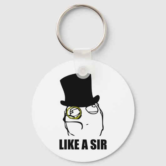 Net als een Sir Monocle Rage Face Meme Sleutelhanger (Voorkant)