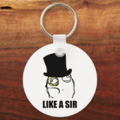 Net als een Sir Monocle Rage Face Meme Sleutelhanger (Voorkant)