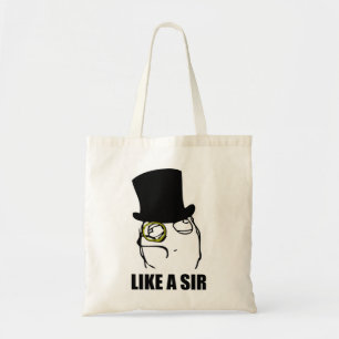 Net als een Sir Monocle Rage Face Meme Tote Bag