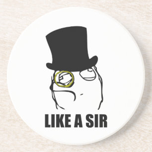 Net als een Sir Monocle Rage Face Meme Zandsteen Onderzetter