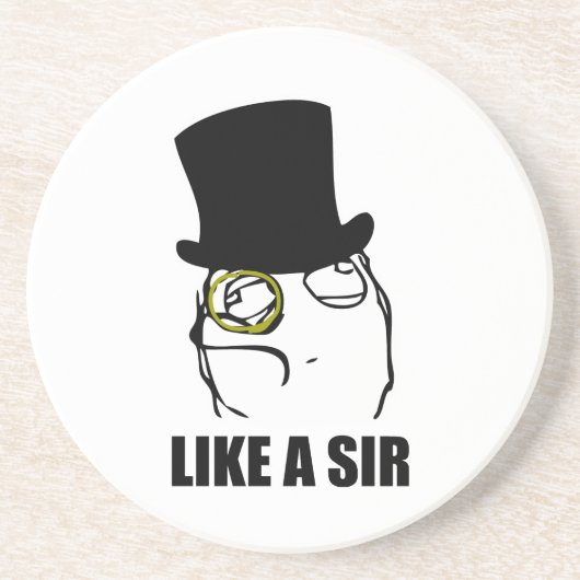 Net als een Sir Monocle Rage Face Meme Zandsteen Onderzetter (Voorkant)