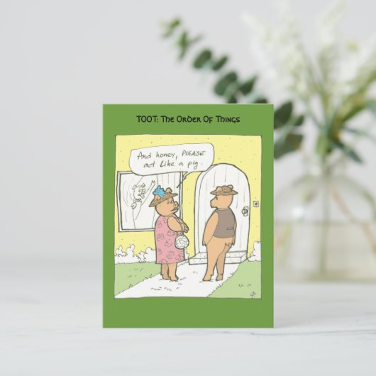 Net als een varken briefkaart (Staand voorkant)