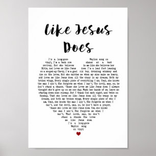Net als Jezus doet Heart Song Lyric Wall Art afdru Poster