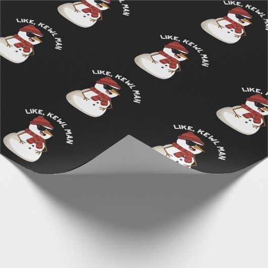 Net als Kewl Man Funny Cool Snowman Pun Dark BG Cadeaupapier (Hoek)