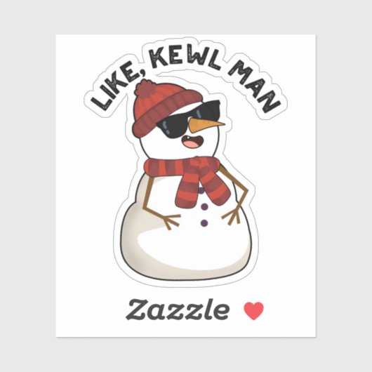 Net als Kewl Man Funny Cool Snowman Pun Sticker (Vel)