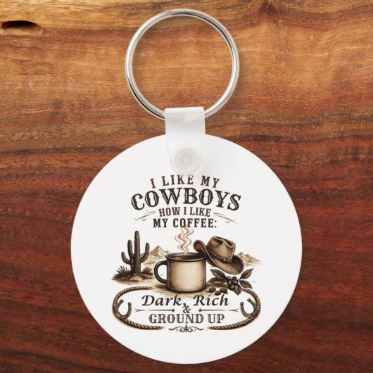 Net als mijn cowboys mijn koffie sleutelhanger (Voorkant)