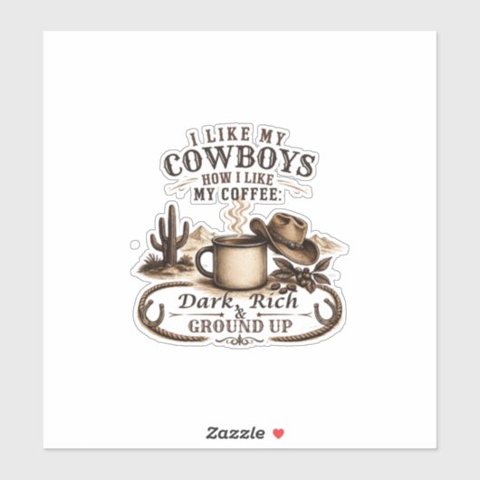 Net als mijn cowboys mijn koffie sticker (Vel)
