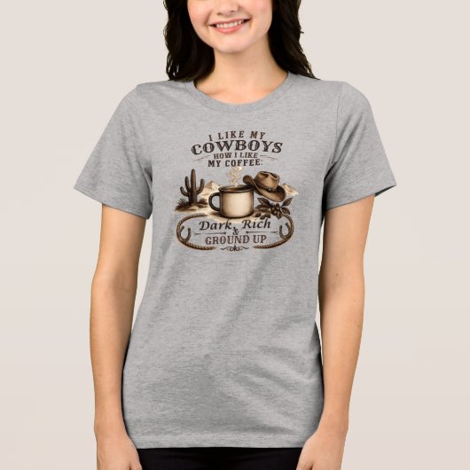 Net als mijn cowboys mijn koffie Tri-Blend shirt (Voorkant)