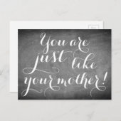 Net als Moeder Handschrift Typografie Black White Briefkaart (Voorkant / Achterkant)