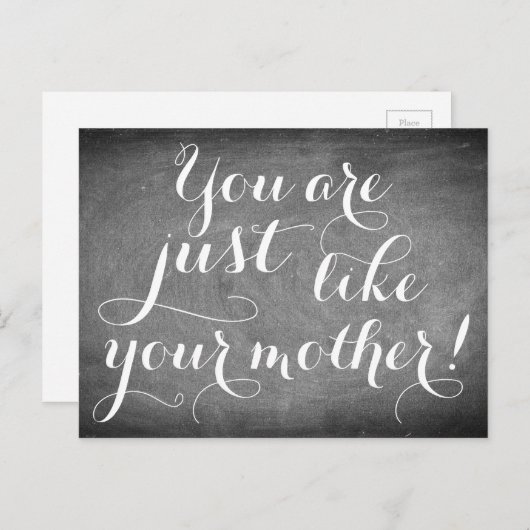 Net als Moeder Handschrift Typografie Black White Briefkaart (Voorkant / Achterkant)