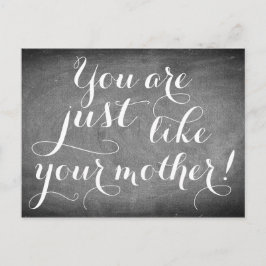 Net als Moeder Handschrift Typografie Black White Briefkaart