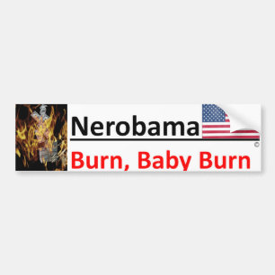 Net als Nero is Obama fiddling/golf terwijl de VS Bumpersticker