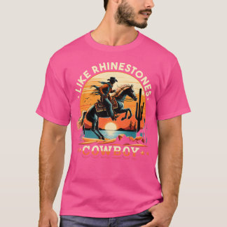 Net als Rhinestones Cowboy Western Cowboy Riding H T-shirt