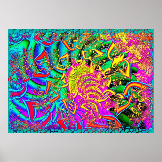 Net als Snoep Psychedelic 3D Fractal Poster (Voorkant)