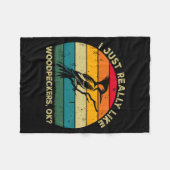 Net als spechten Ok_ Grappige specht Retro Fleece Deken (Voorkant (Horizontaal))