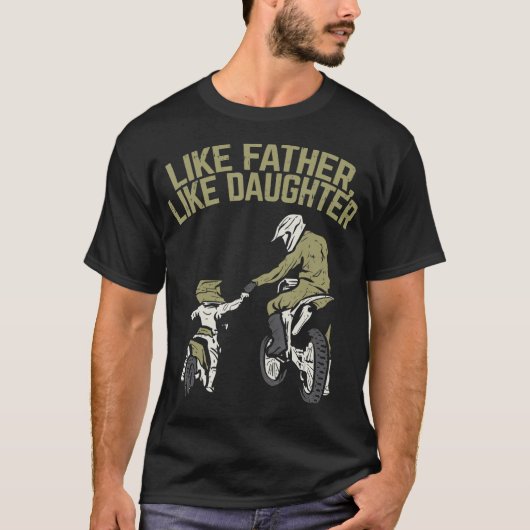 Net als vader Daughter Dirt Bike Cute Matching T-shirt (Voorkant)