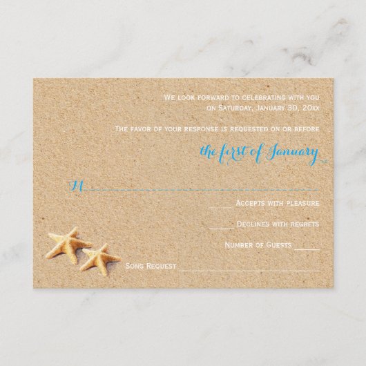 Net Beachy Wedding RSVP Sjabloon (Voorkant)