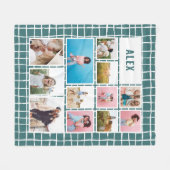 Net blauwgroen 12 foto moderne, minimale abstracte fleece deken (Voorkant (Horizontaal))