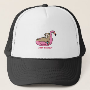 NET CHILLIN' - Lazy Sloth & Pink Flamingo Trucker Pet