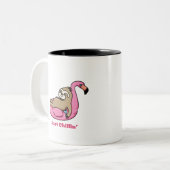 NET CHILLIN' - Lazy Sloth & Pink Flamingo Tweekleurige Koffiemok (Voorkant links)