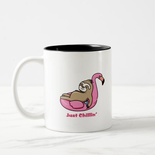 NET CHILLIN' - Lazy Sloth & Pink Flamingo Tweekleurige Koffiemok (Links)