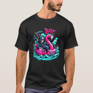 Net Drifting Funny Skeleton Flamingo Beach Zomer T-shirt