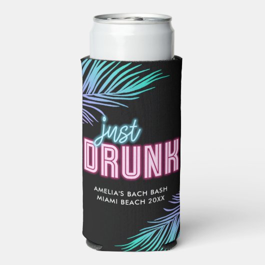 Net Drink Neon Blue & Pink Tropical Bach Seltzer Blikjeskoeler (Seltzer Achterkant)