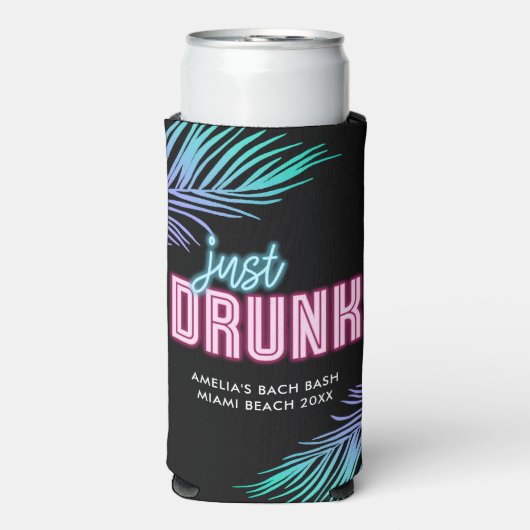 Net Drink Neon Blue & Pink Tropical Bach Seltzer Blikjeskoeler (Seltzer Voorkant)