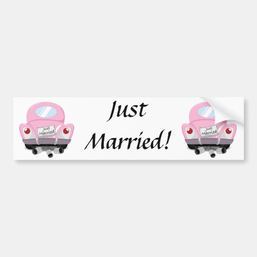 net+echt+getrouwd,getrouwd+auto,animatie+huwelijk+ bumpersticker (Voorkant)