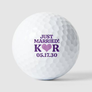 NET ECHT GETROUWD Monogram Huwelijksdatum & Paarse Golfballen