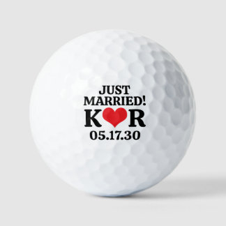NET ECHT GETROUWD Monogram Huwelijksdatum & Rode H Golfballen