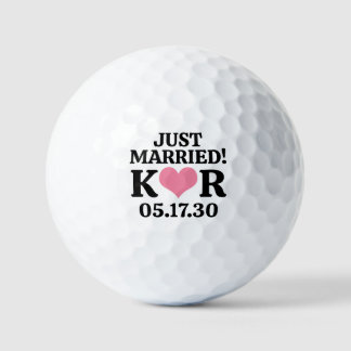 NET ECHT GETROUWD Monogram Huwelijksdatum & Roze H Golfballen