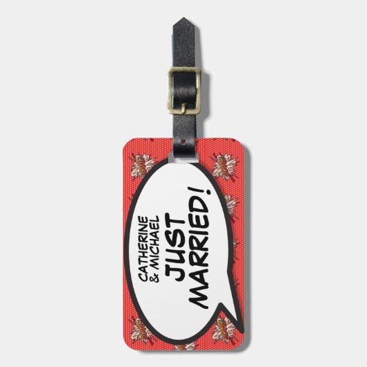 NET ECHT GETROUWD Uw Bericht Spraakballon Fun Retr Bagagelabel (Voorkant verticaal)