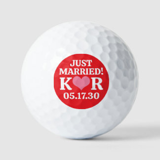 NET ECHTGETROUWD Roze Hart MONOGRAM Rode Achtergro Golfballen