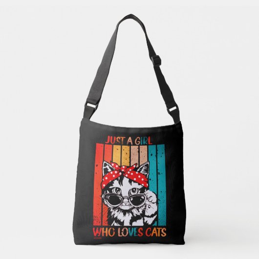 NET EEN MEISJE DIE VAN CATS GISTEERDE grappige kat Crossbody Tas (Voorkant)