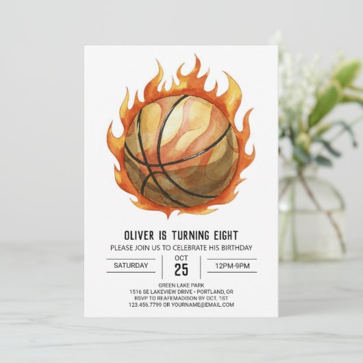 Net Fun Custom Basketbal Verjaardag Kaart (Staand voorkant)